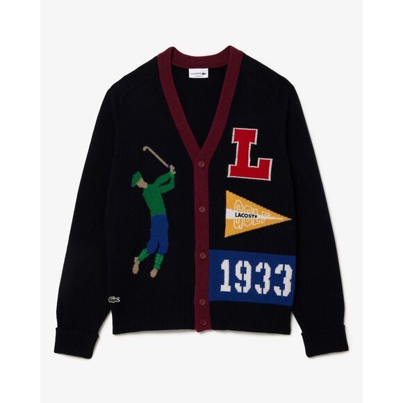 Lacoste Unisex Golfer Motif Cardigan NEW NWT - Picture 1 of 6